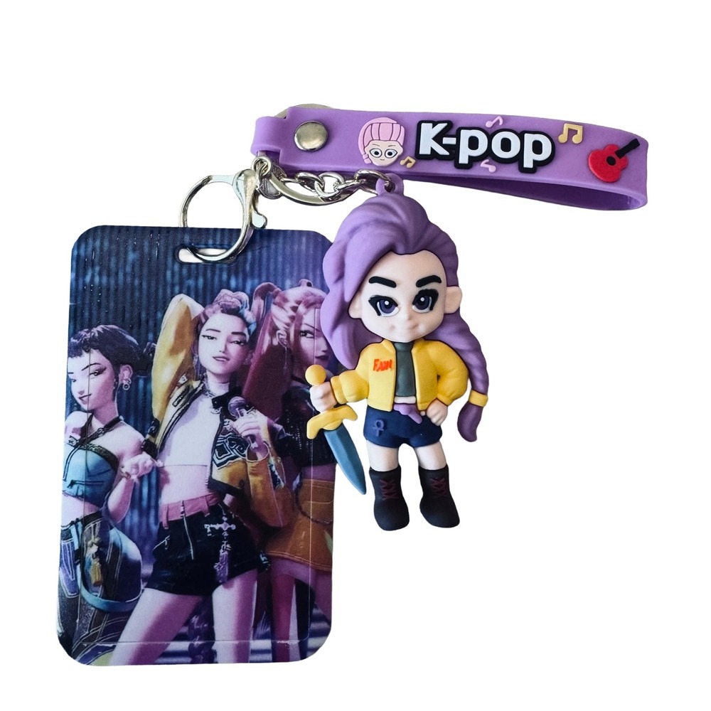 Anime Style Character Charm K-Pop Silicone Wrist Strap ID Card Holder Keychain N